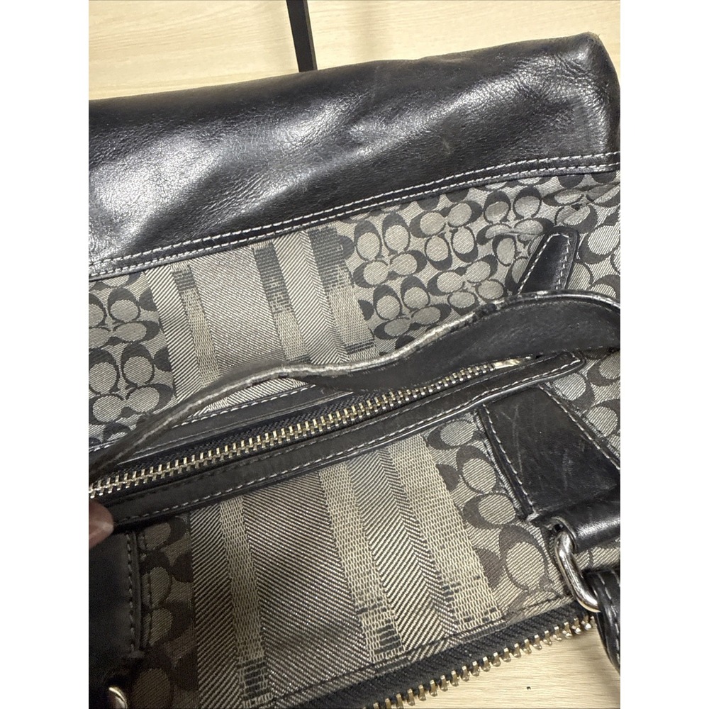 COACH Legacy Black & Silver Stripe Signature Molly Bag Satchel 21154 Purse Tote - Picture 13 of 13